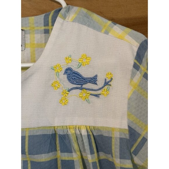 Vtg Anthony Richards ladies Med house coat Embroidered Blue Bird Pockets Snaps - Picture 3 of 7